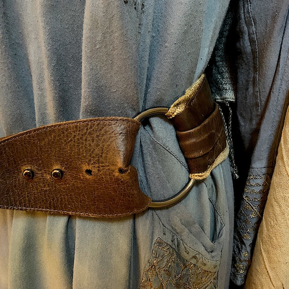 Free People Boho Post Apocalyptic Leather and Burlap Belt - Picture 4 of 11
